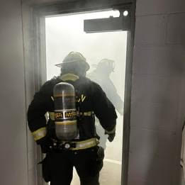 Firefighter training in smoked filled building